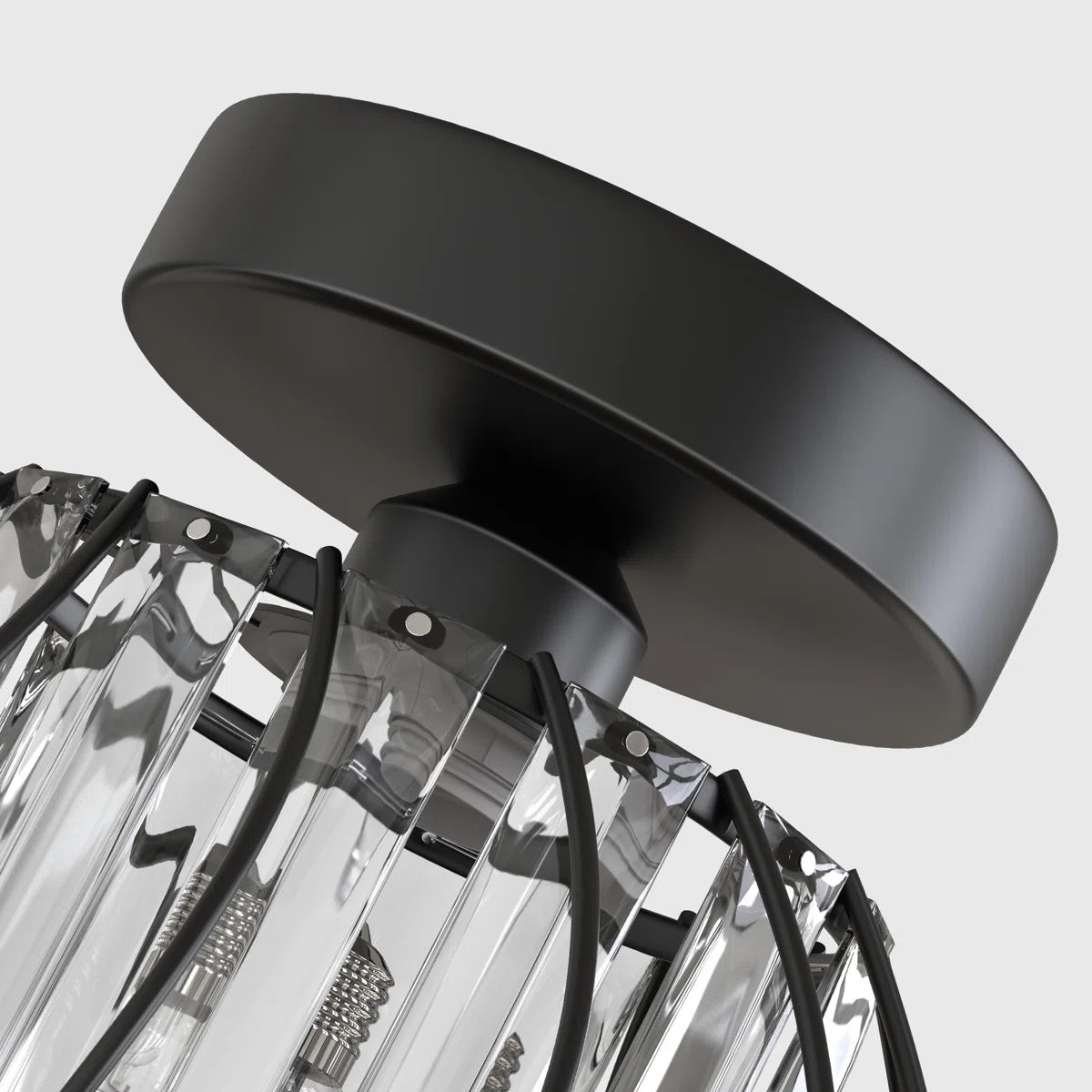 Geometric Cage Semi-Flush Mount Crystal Ceiling Light for Hallway and Entryway