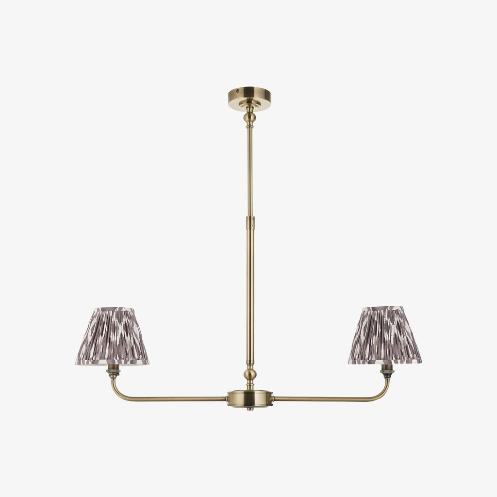 Zevatik Classic Ikat Patterned Fabric Chandelier - Metal Bracket Chandelier