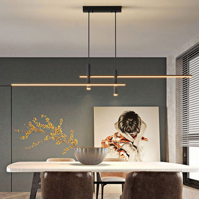 Minimalistischer zeitgenössischer Kronleuchter mit linearen Stangen