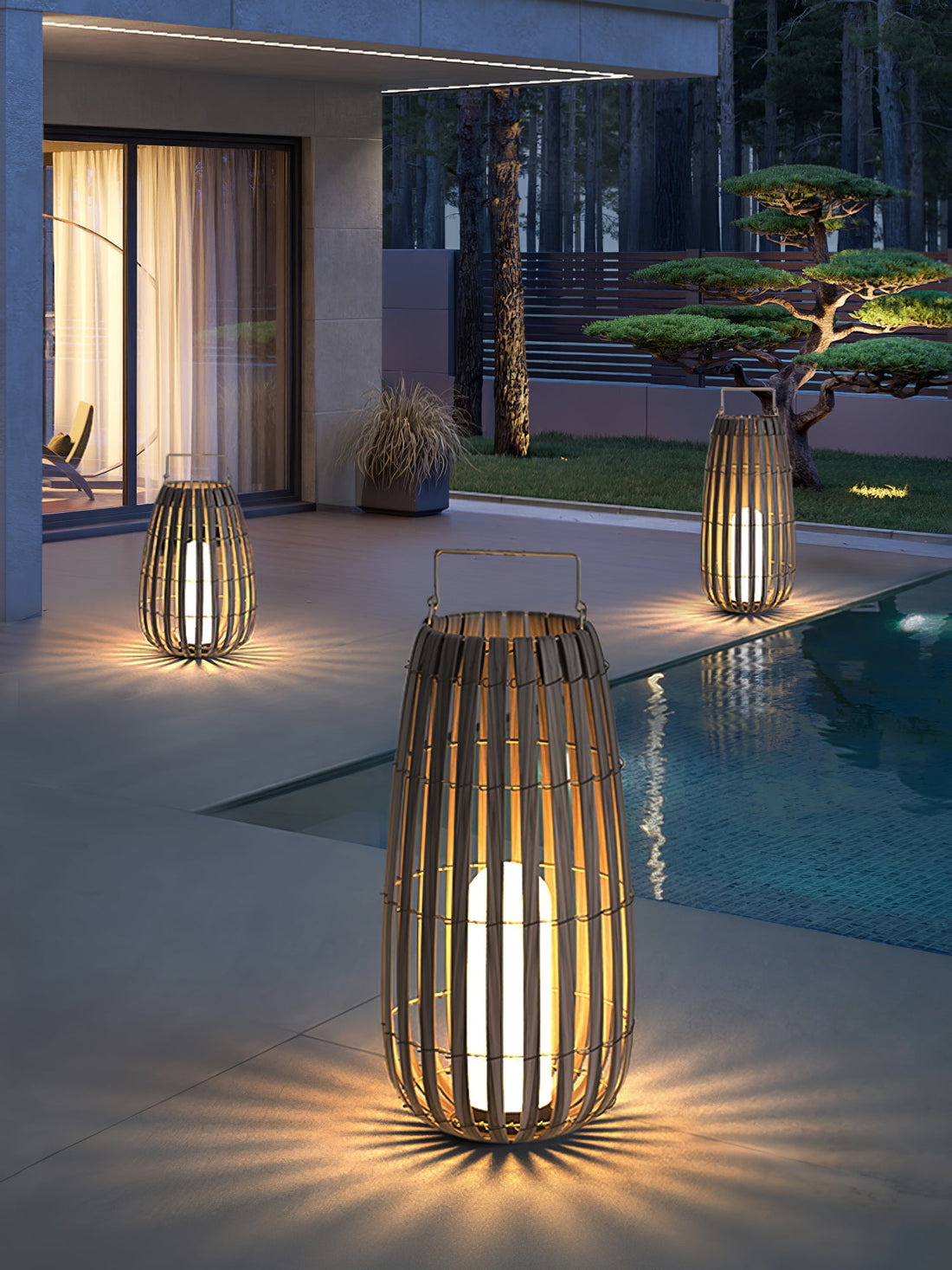 Tropic Braid Outdoor Lamp - Faux-Rattan Metal Waterproof