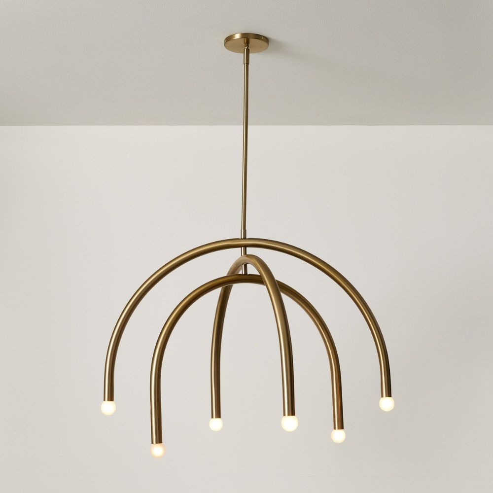 Borvia Rotatable Arm Chandelier - Modern Arc Metal Lamp for Living Room