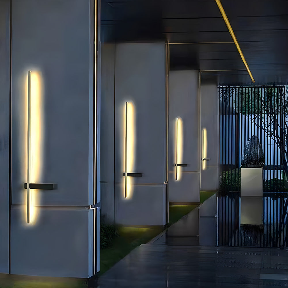 IP54 Outdoor Wall Light - Modern Black LED Strip Lighting