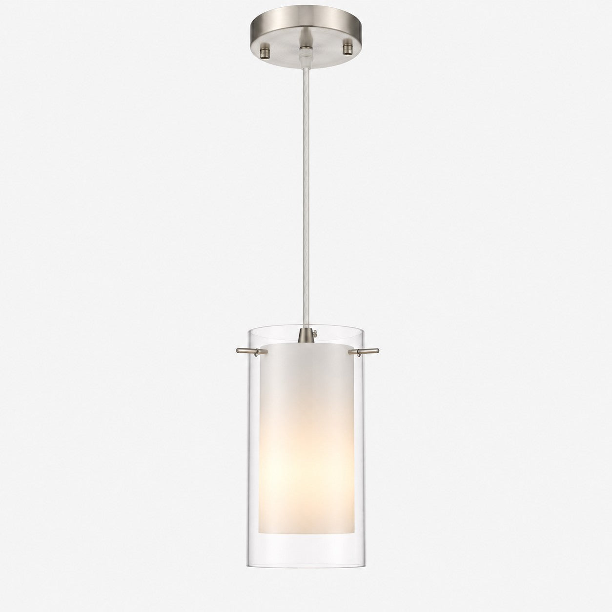 Modern Double Glass Pendant Light With Chrome Finish