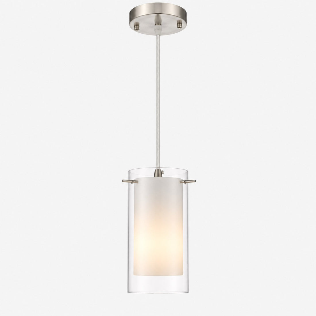 Modern Double Glass Pendant Light With Chrome Finish
