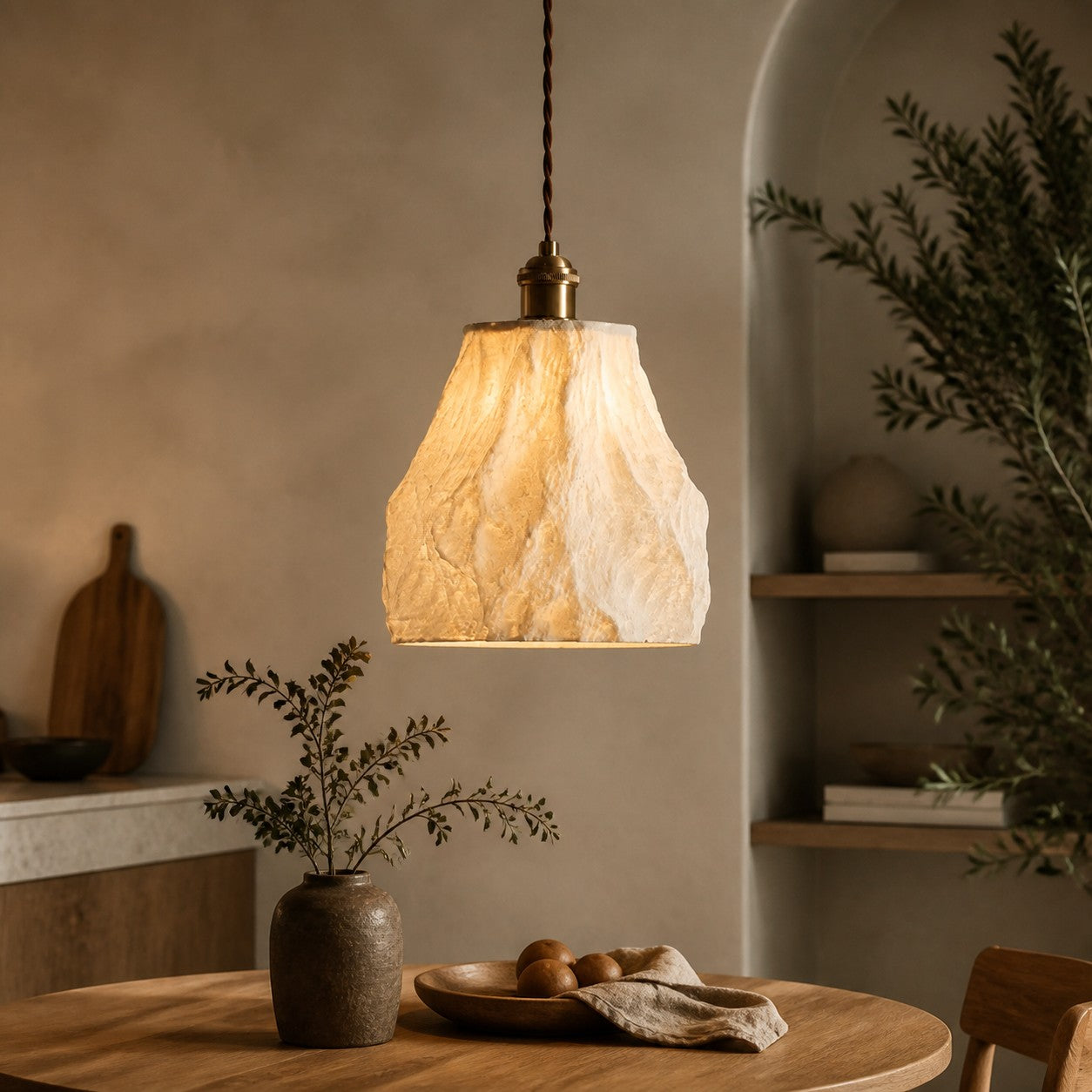 Handcrafted Ceramic Pendant Lamp with Brass Fitting