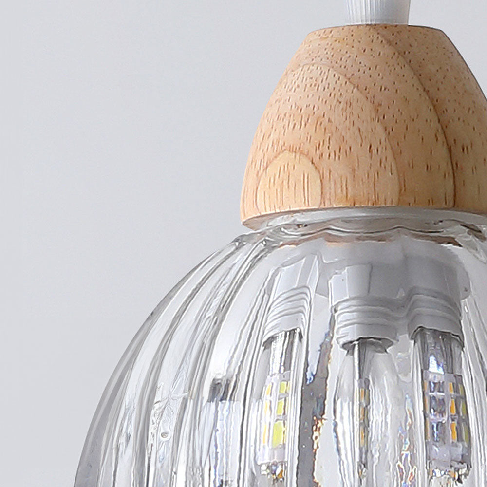 Clear Glass Ceiling Light - Minimalist Flower Wood Fixture for Hallway