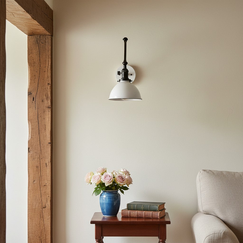 Conique Metal Vintage Industrial Swing Arm Wall Lamp - Adjustable Dome Shade for Study