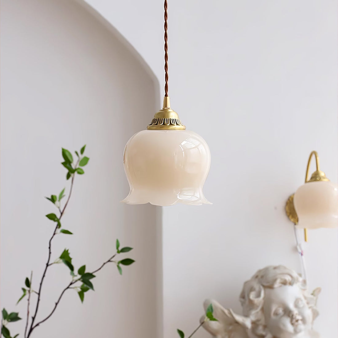 Brass Resin Petal Plug-In Pendant
