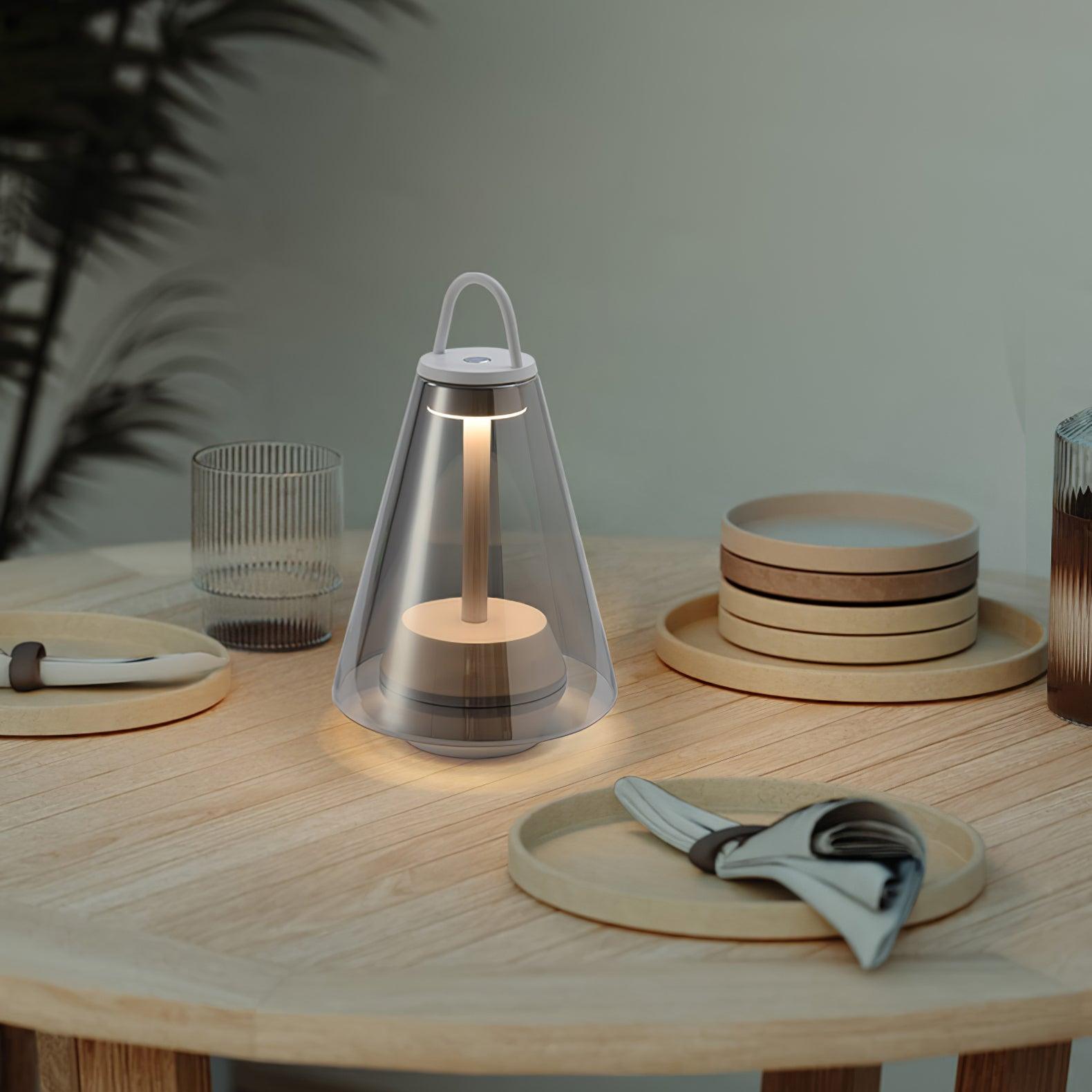 Table Lamp - Rechargeable Glass LED Light for Indoor Use