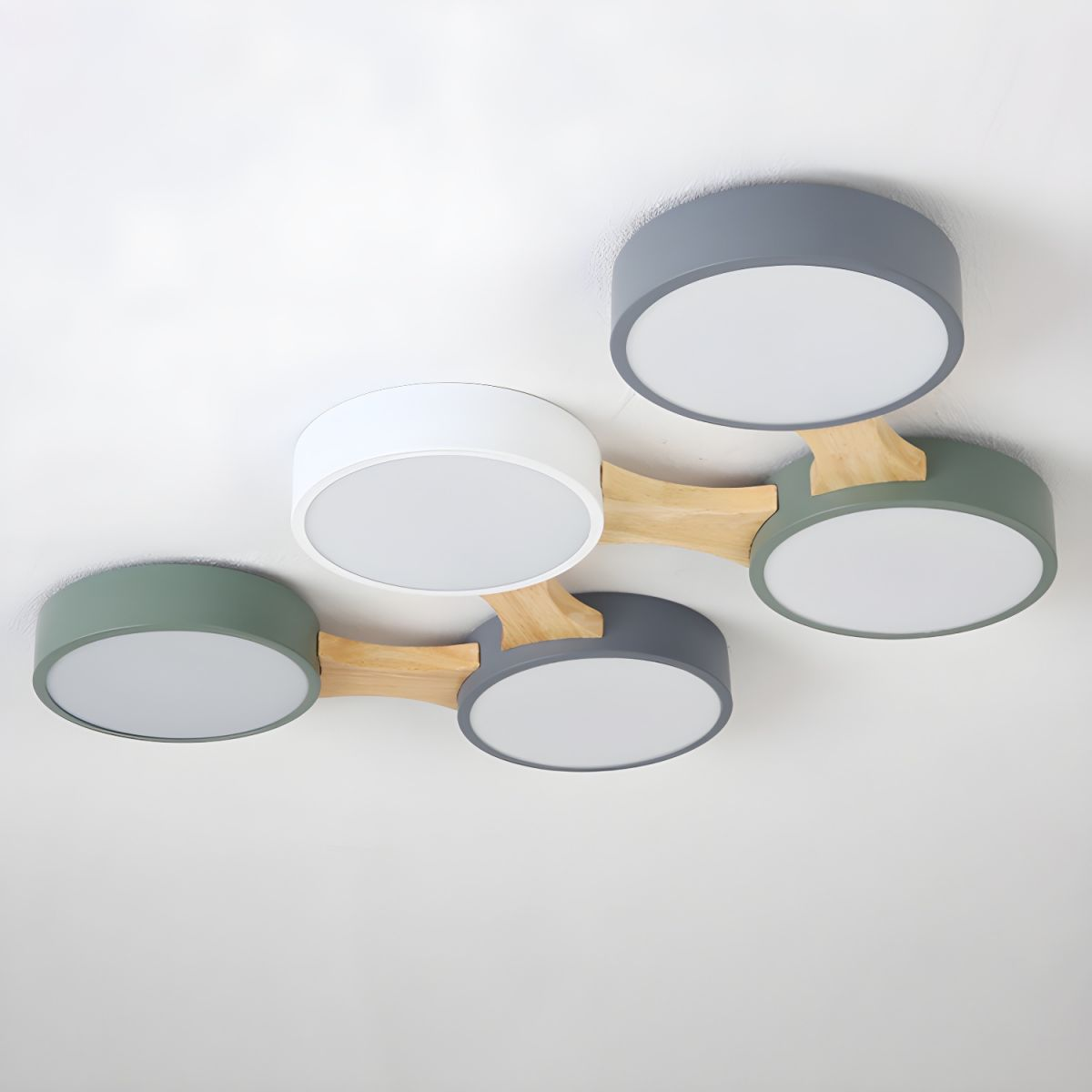 Disc Branch Wood Ceiling Lamp - LED Bedroom Fixture with Modern Design