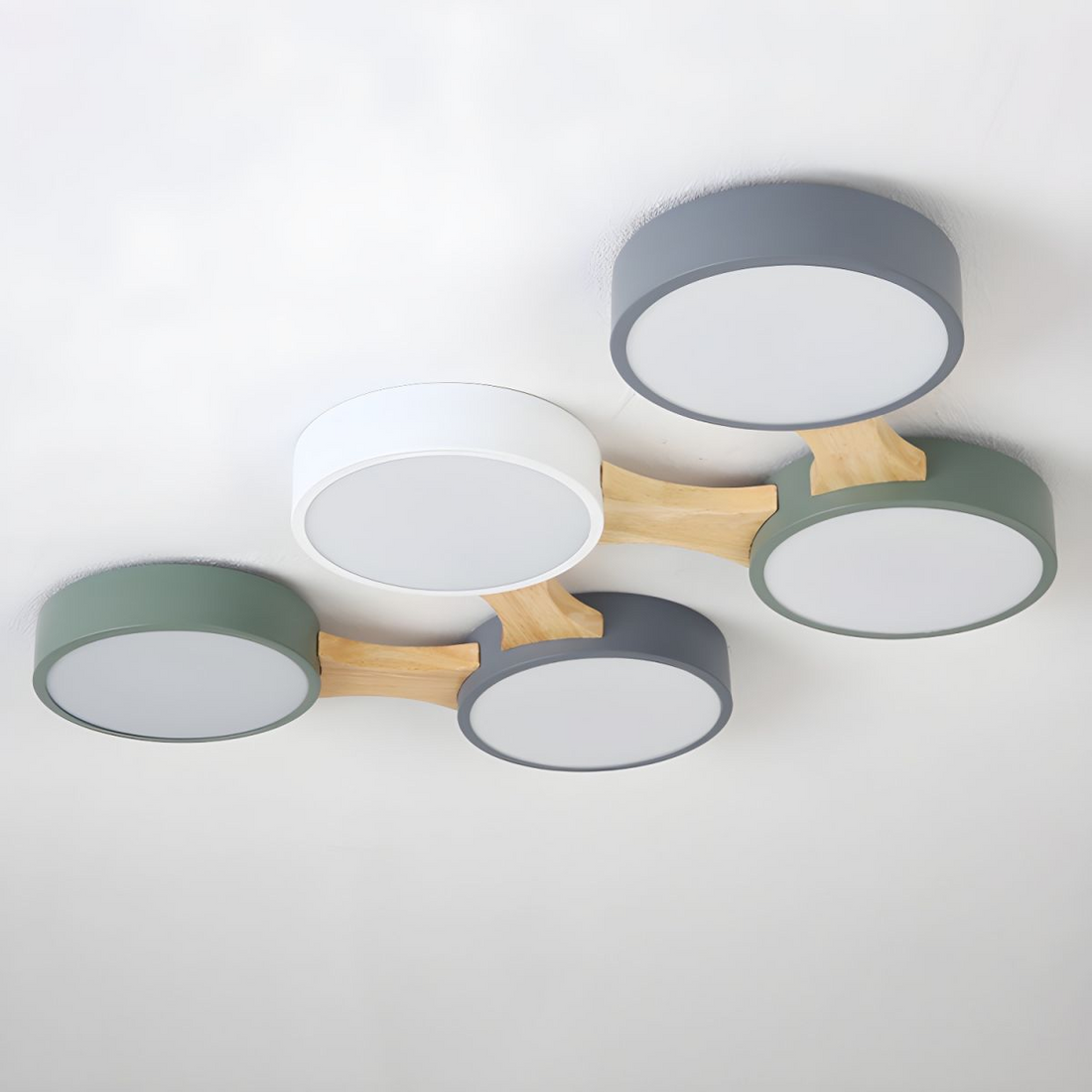 Disc Branch Wood Ceiling Lamp - LED Bedroom Fixture with Modern Design