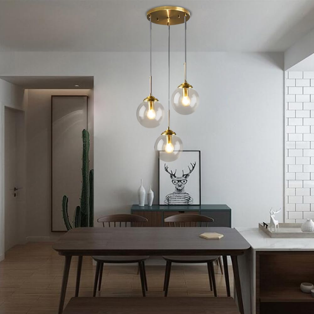 Glass Orb Pendant Light -  Industrial Ball Metal Lamp For Living Room