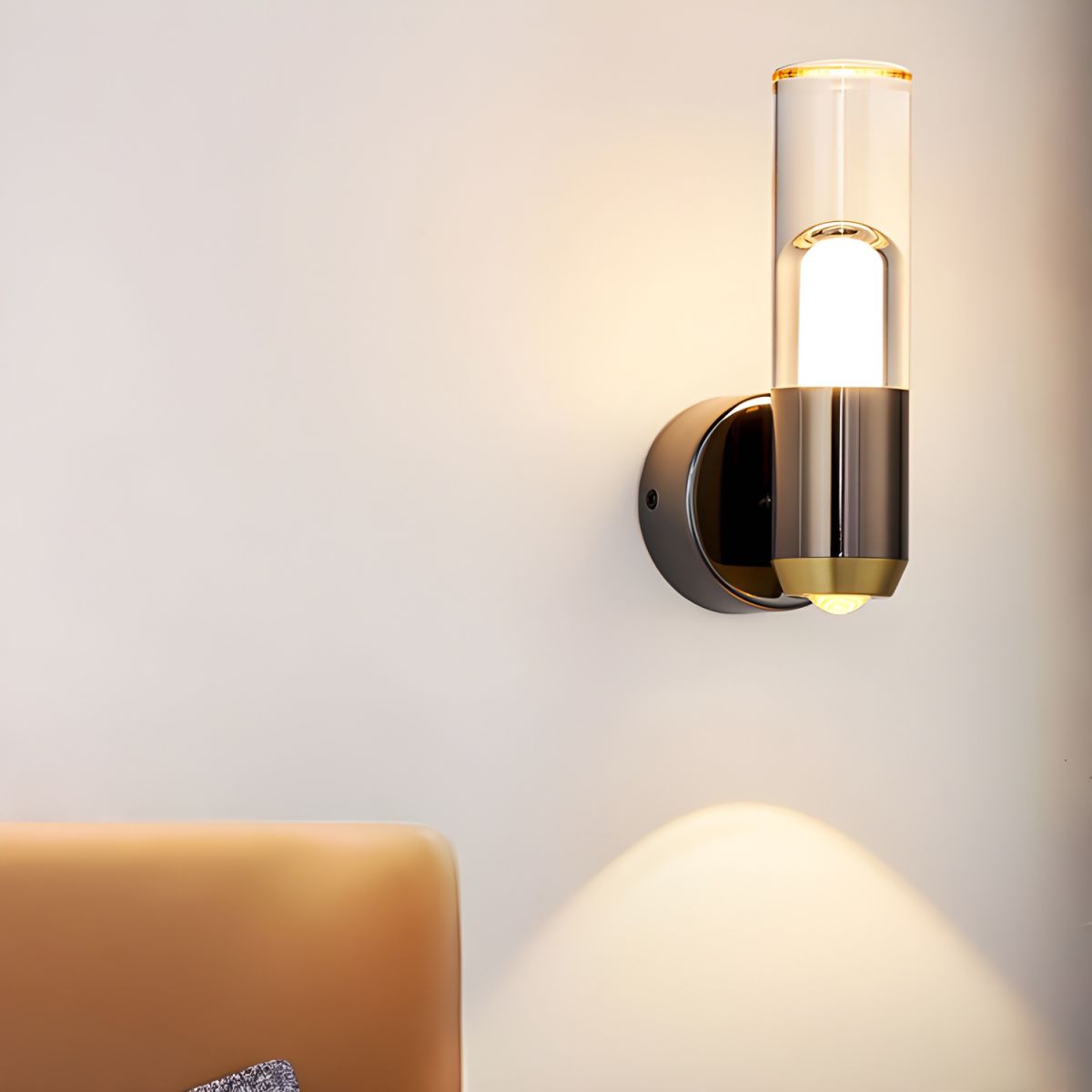 Cylinder Glass Sconce - Modern Clear Acrylic Wall Lamp for Entryway