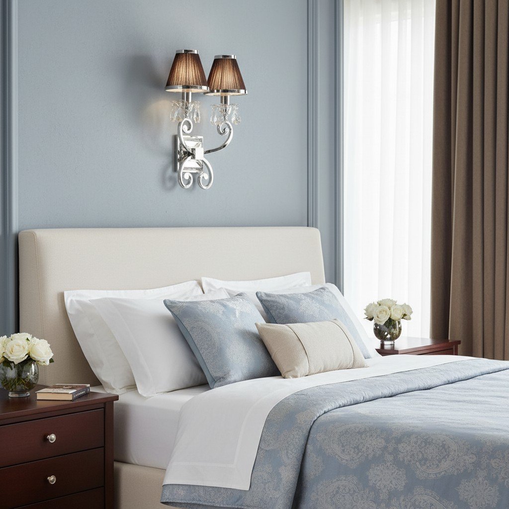 Talonis Luxury Crystal Wall Sconce – Chrome Finish Frame for Bedrooms and Home Décor