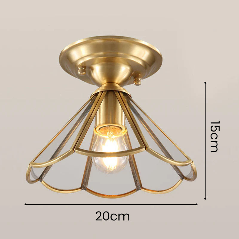 Glass Petal Ceiling Light - Modern Brass Semi Flush Mount for Hallway