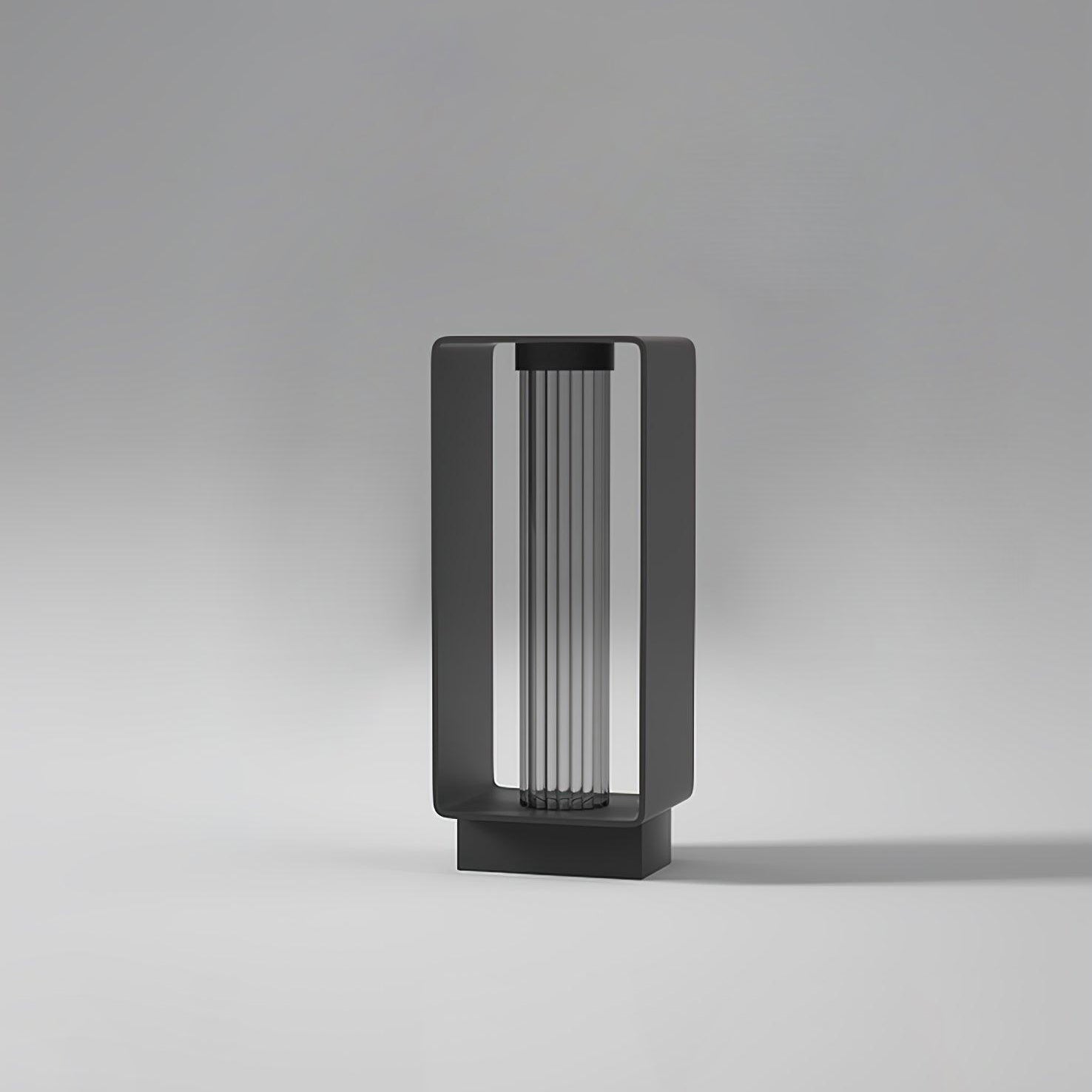 Frame Outdoor Post Lamp - Resilient Striped Glass Lamp for Driveway