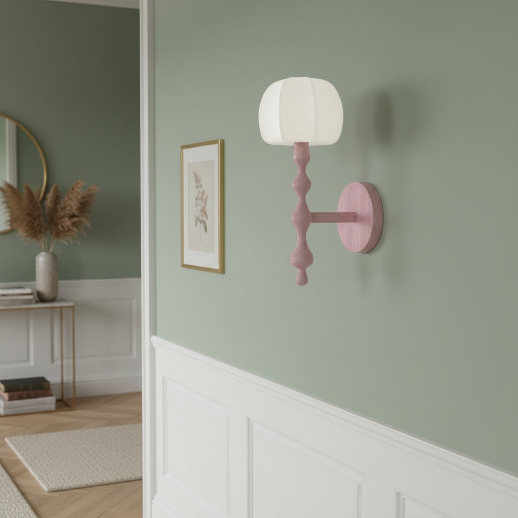 Savara Modern Curved Base Wall Light – Soft Diffused Fabric Shade for Hallways and Living Rooms