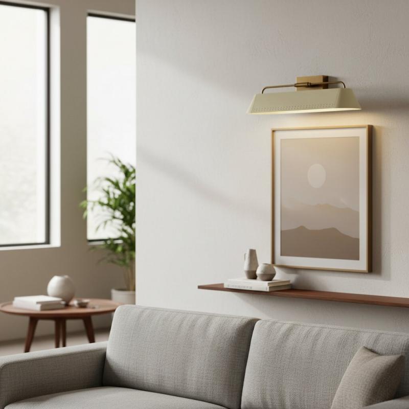 Libris Wall-Mounted Picture Light - Modern Steel Frame with Soft Sand Shade for Entryway & Dining