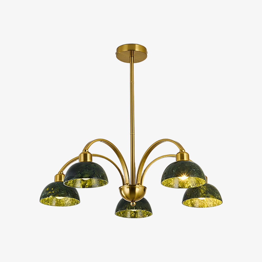Green Jade Scalloped Dome Chandelier