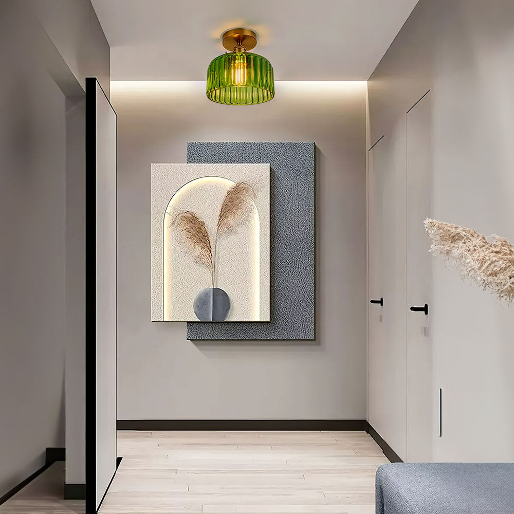 Green Glass Ceiling Light – Vintage Fixture for Stylish Home Interiors