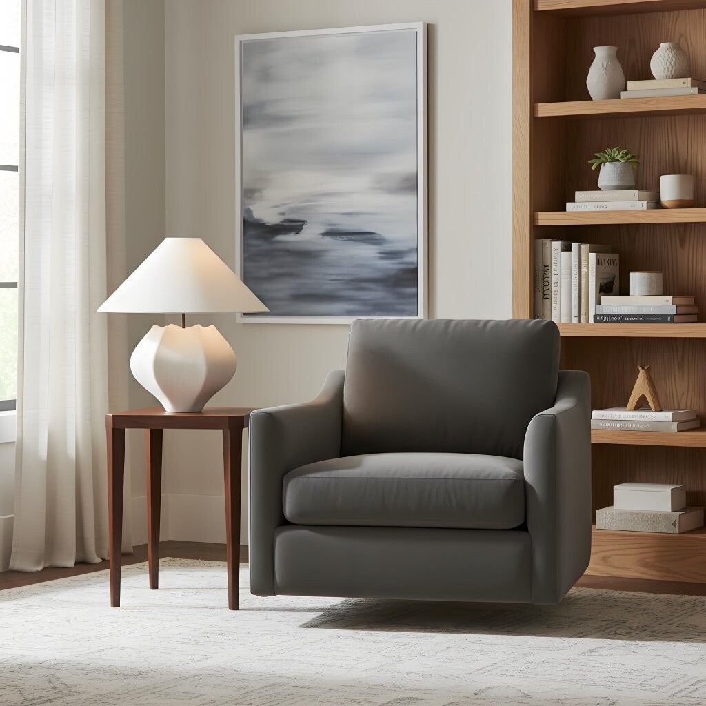 Cordove Table Lamp - Sculptural Ceramic Base and Linen Shade Suitable for Living room, Bedroom or Side Table