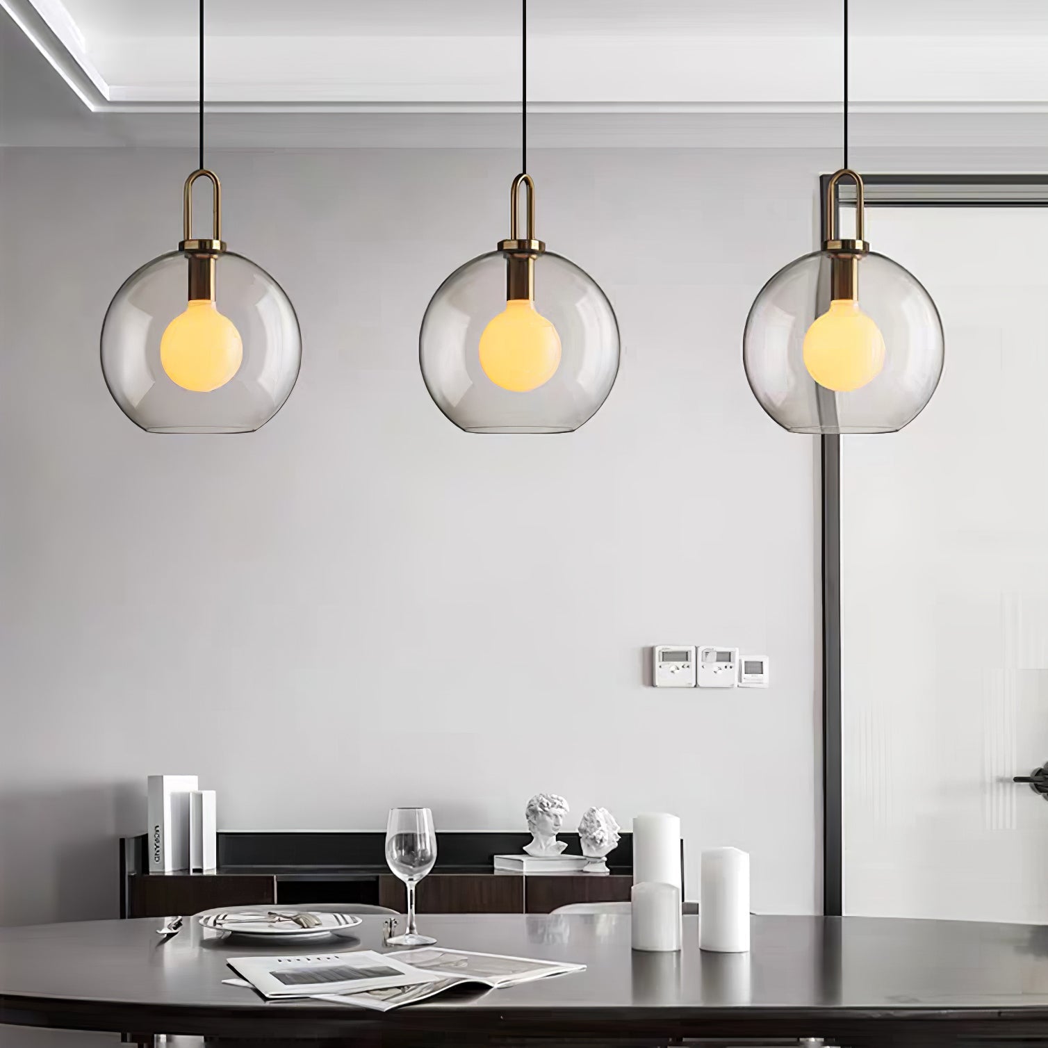 Kupferbeschichtete Glas-Plug-in-Hängeleuchte mit Kabel
