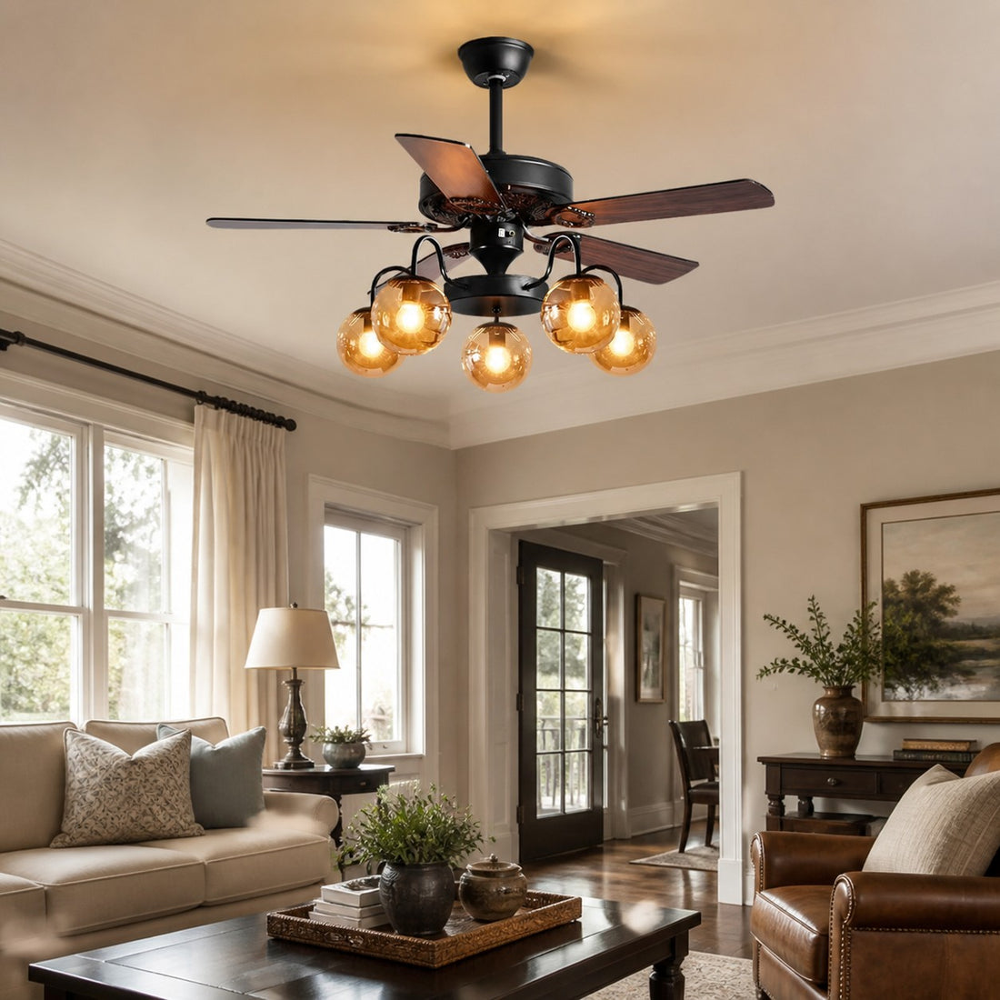 Rustikaler Deckenventilator mit Licht