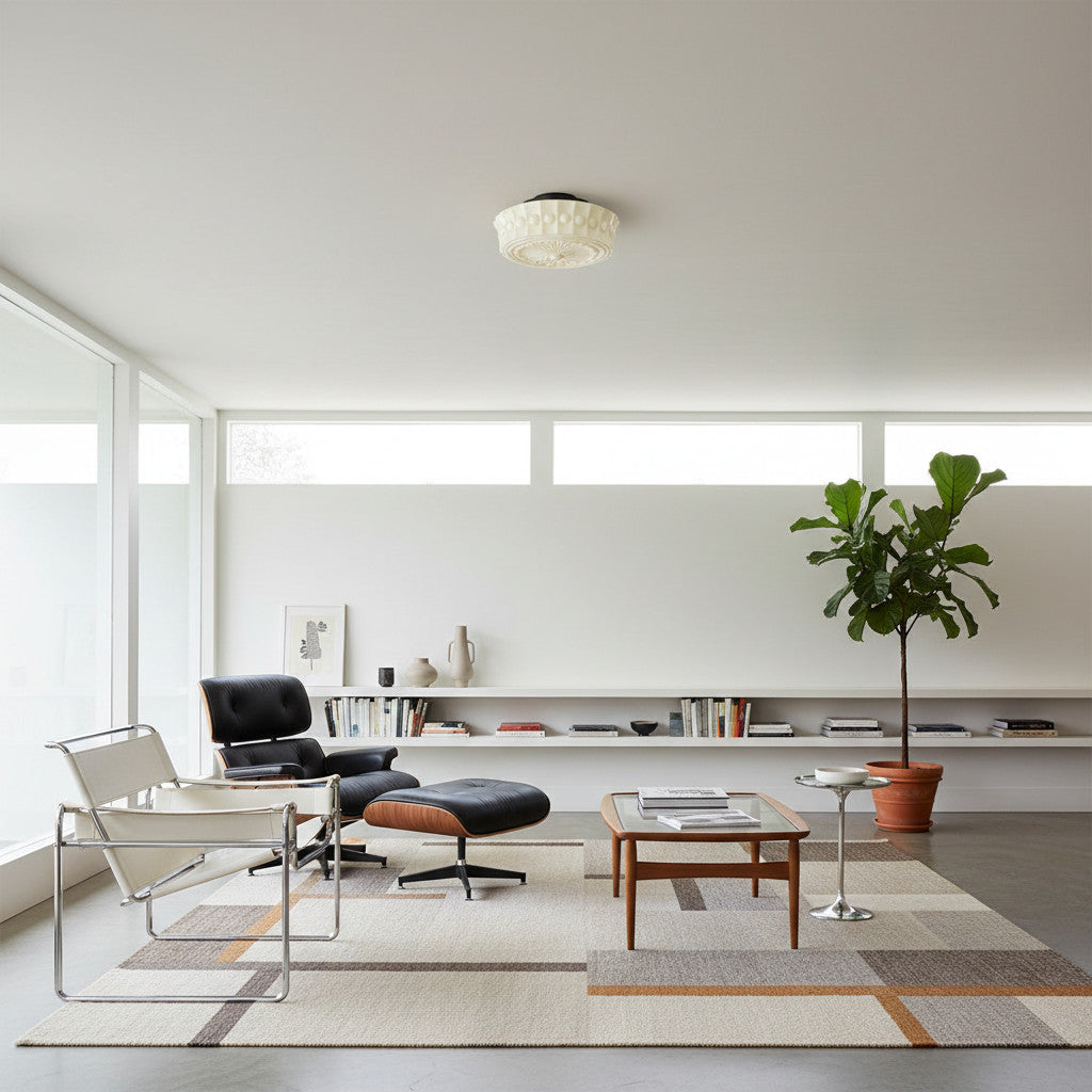 Dretta Vintage Classic Runde Deckenleuchte - Skulpturale Kunstglas-Leuchte für das Wohnzimmer U02