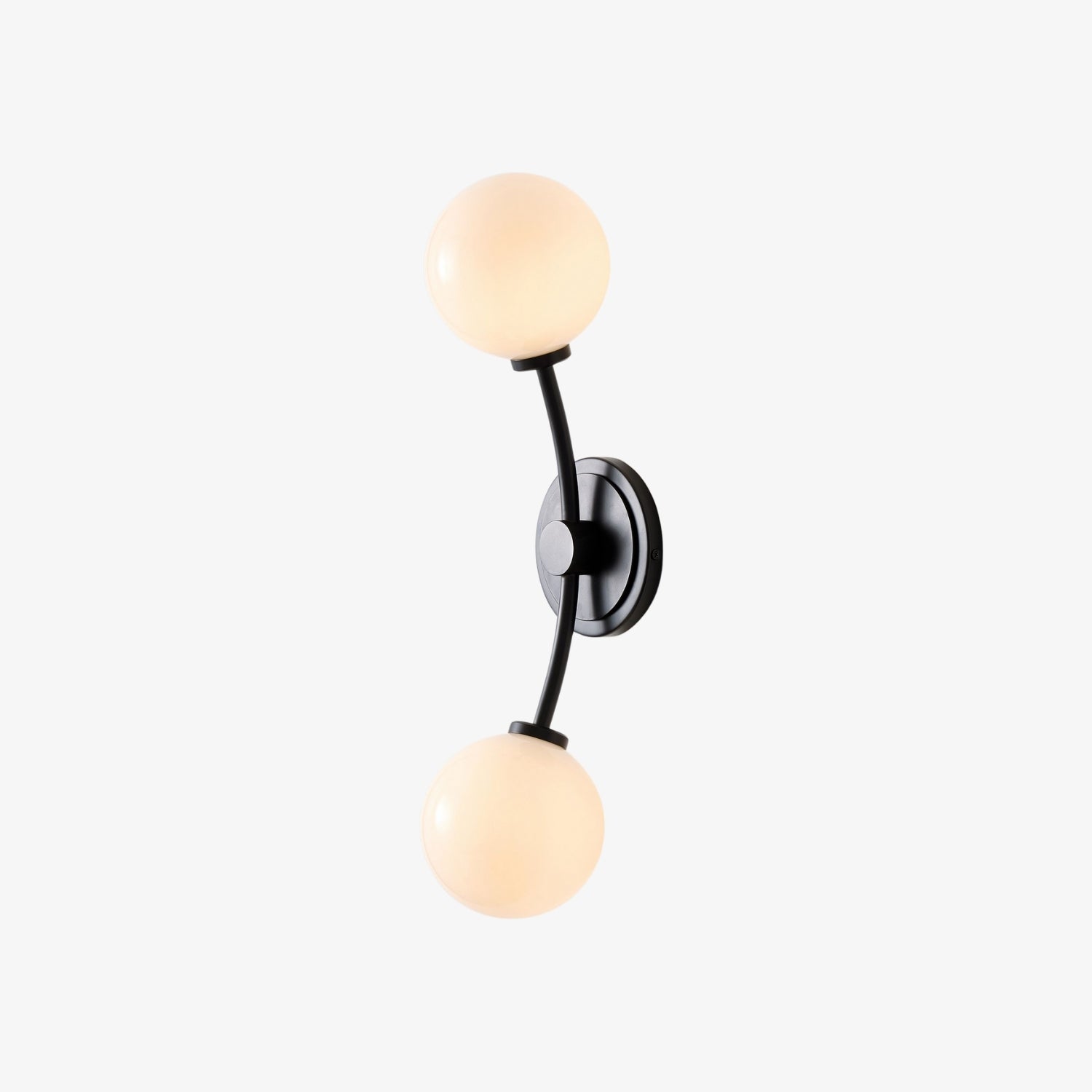 Arden Glass 2 Light Iron Wall Sconce - Modern Curved Design for Bathroom or Hallway