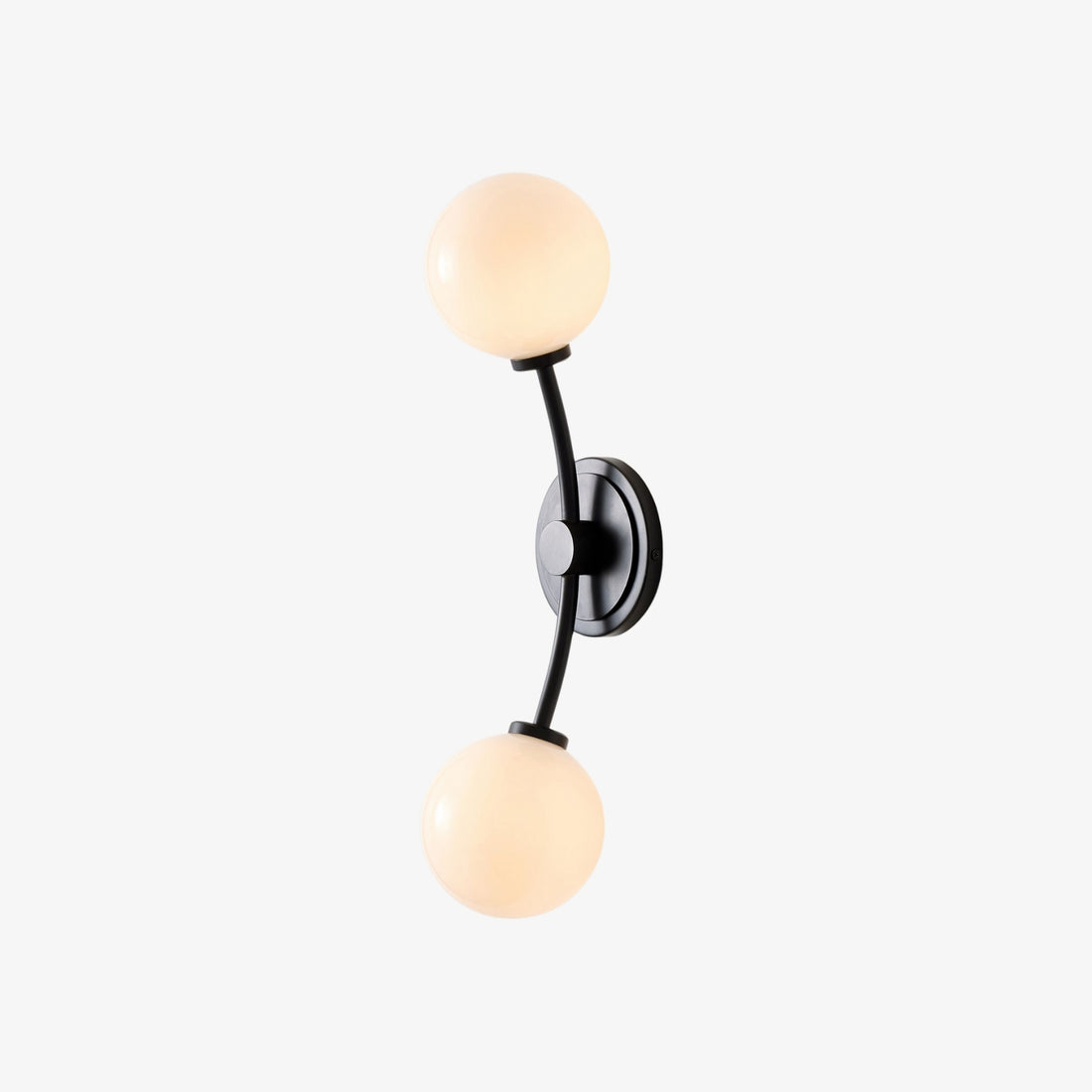 Arden Glass 2 Light Iron Wall Sconce - Modern Curved Design for Bathroom or Hallway