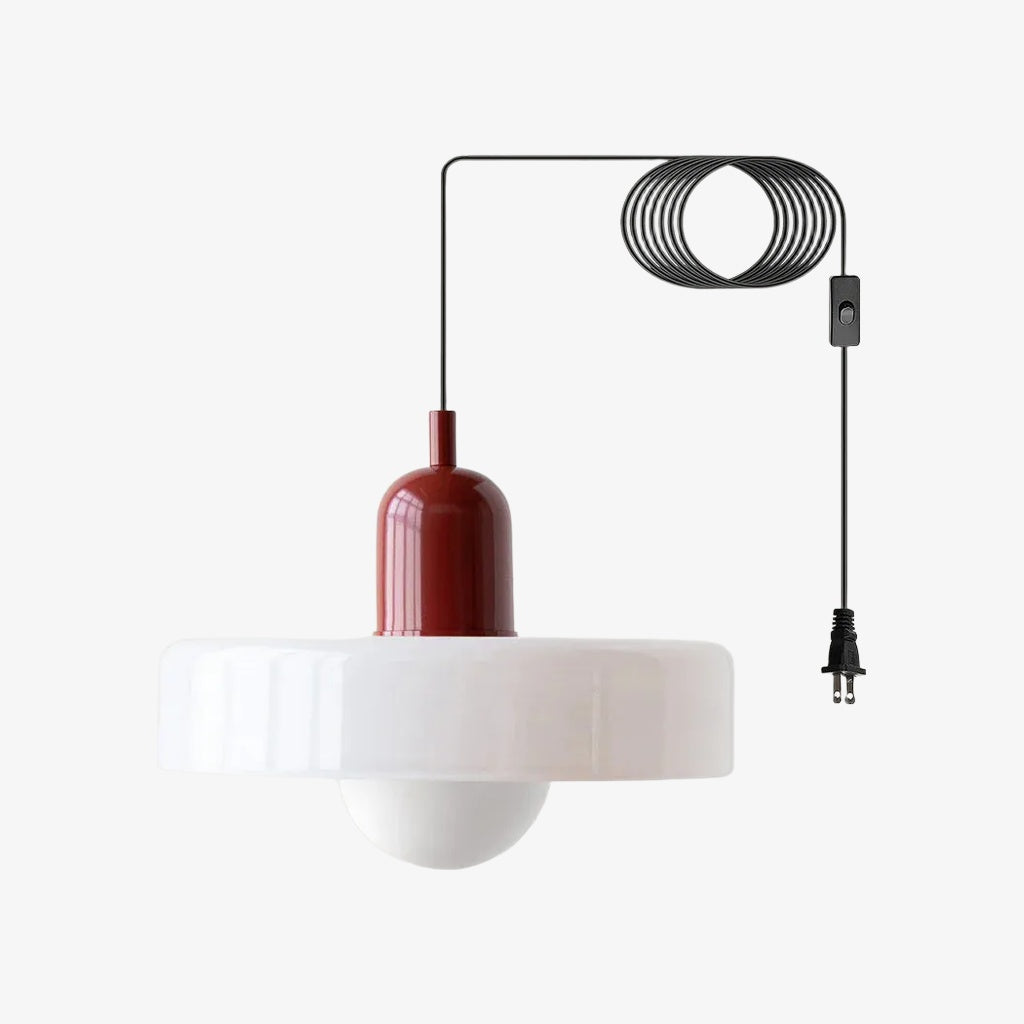 Bunte Bauhaus-Glaspendelleuchte mit Stecker