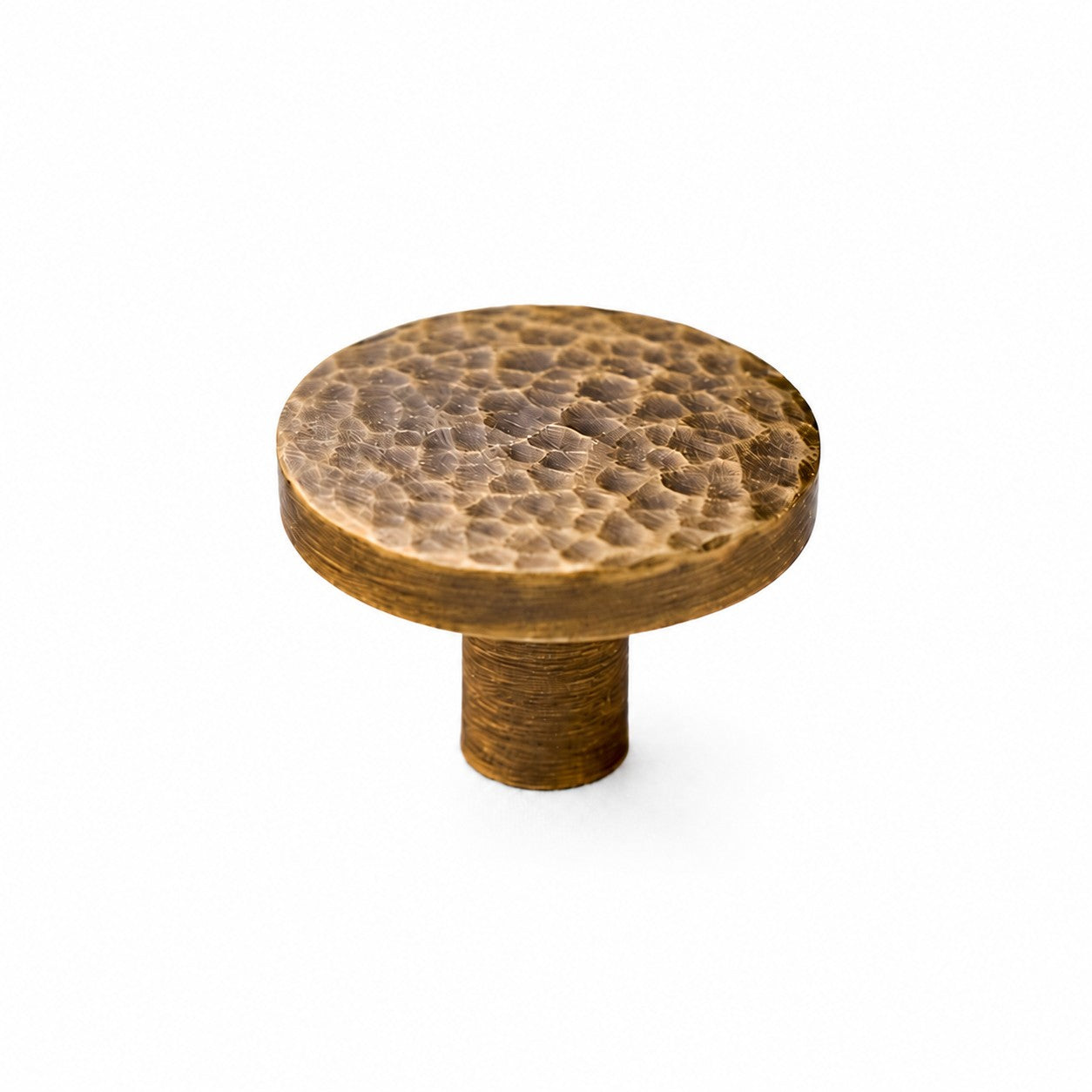 Antique Brass hammered flat round knob
