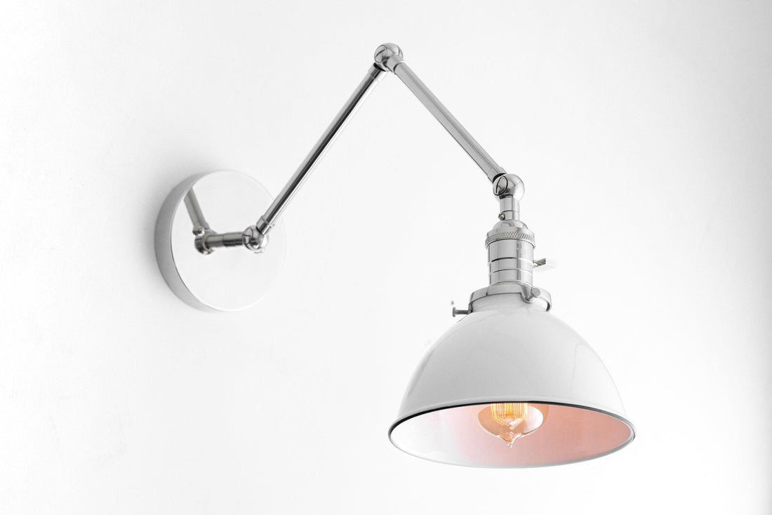 Conique Metal Vintage Industrial Swing Arm Wall Lamp - Adjustable Dome Shade for Study