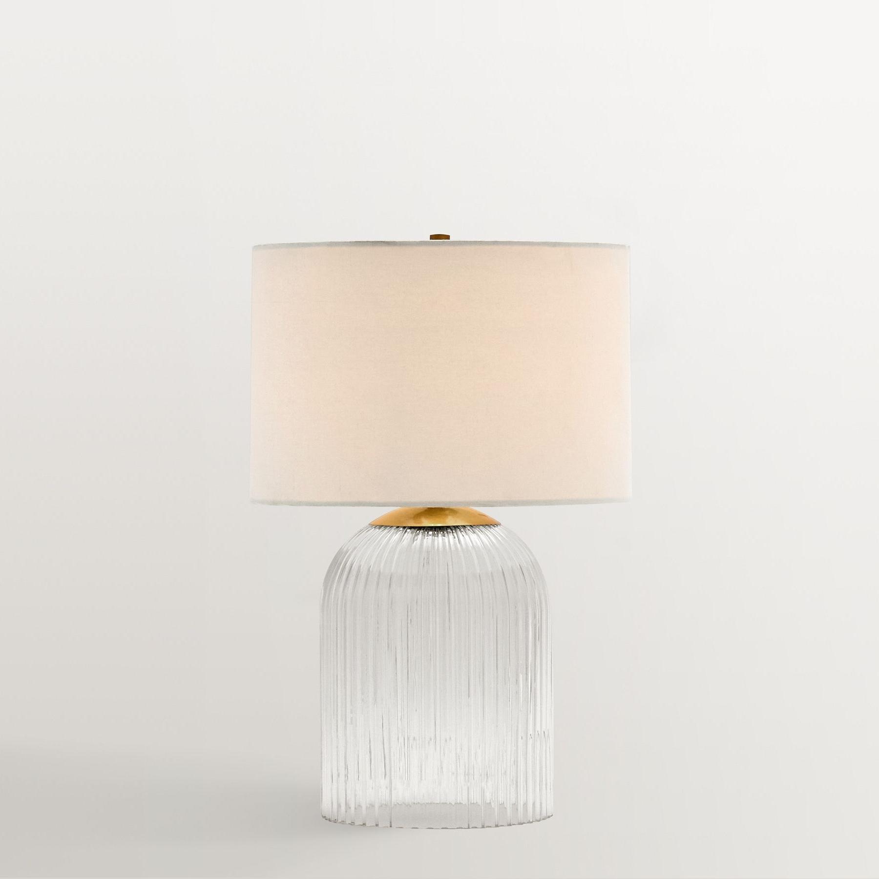 Bravira Ribbed Glass Table Lamp - Modern Lighting with Linen Shade