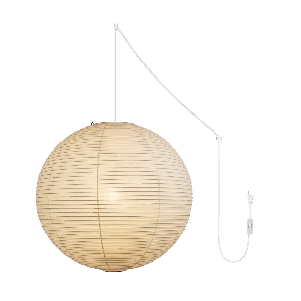 Mid-Century Round Swag Light - Handcraft Paper Lamp for Bedroom