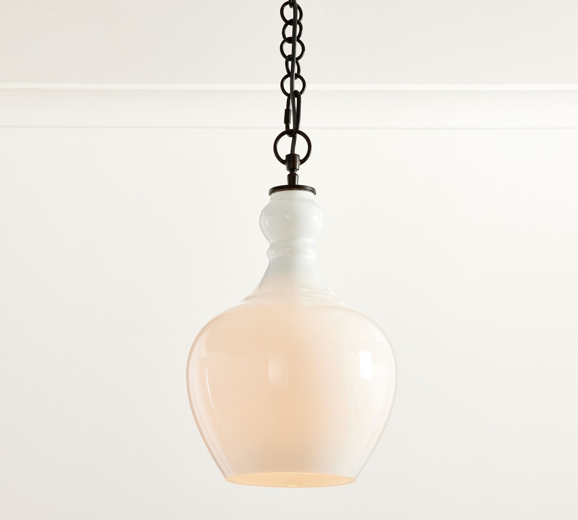 Lawson Glass Pendant Light - Recycled & Milk Glass with Bronze Accent