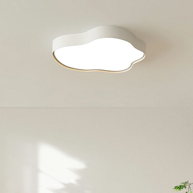 Cream LED Flush Mount Light - Cloud Metal Ceiling Fixture For Hallway