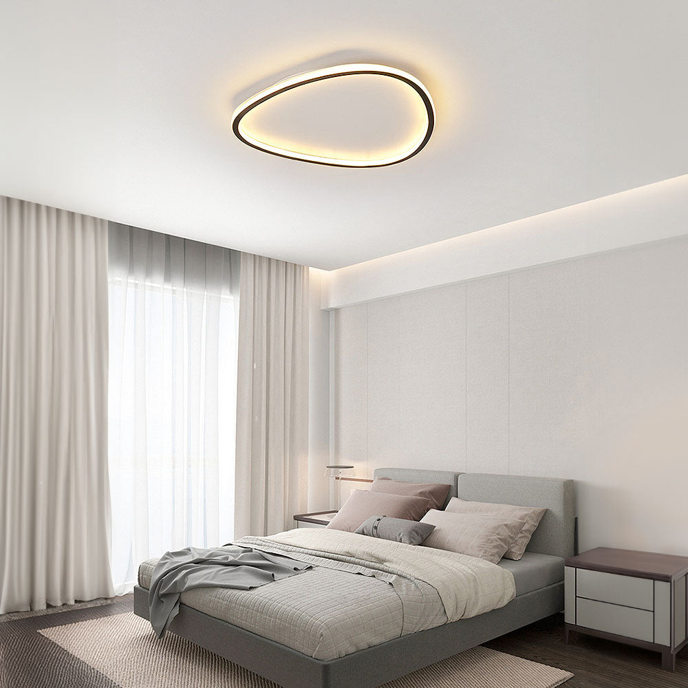 Nordic LED Ceiling Light - Black Oval Design Lamp for Modern Bedroom