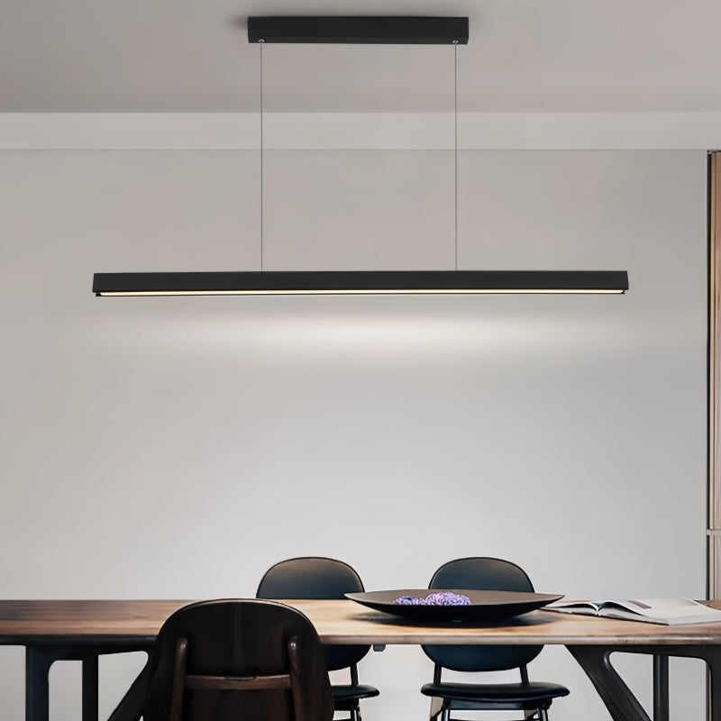 Schwarzer linearer Industrie-Kronleuchter aus Metall