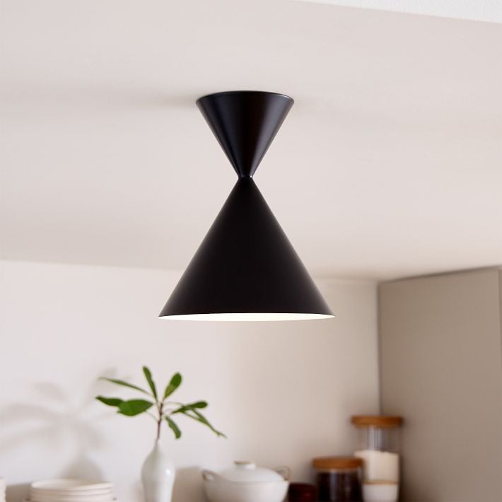 Brivana Metal Semi-Flush Ceiling Light - Modern Cone Lamp for Hallway
