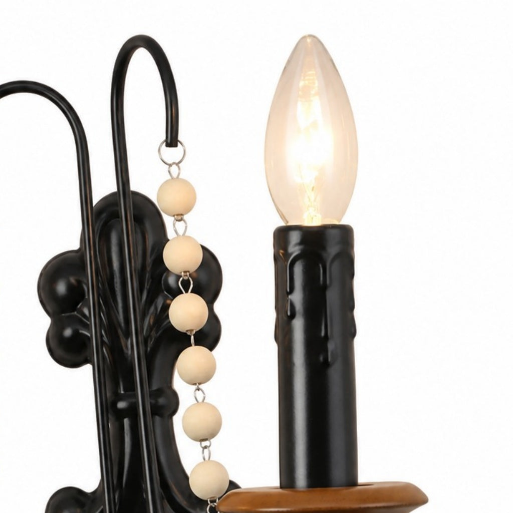 Black Beaded Candle Wall Sconce