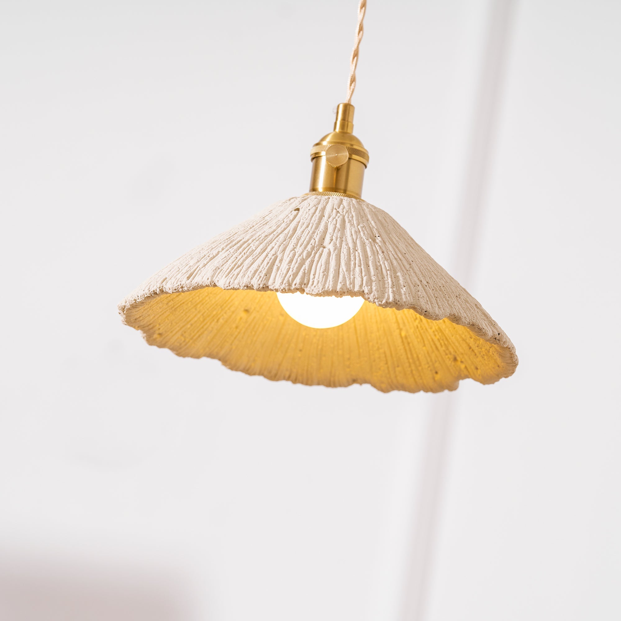 Textured Cement Gold Plug-In Swag Pendant