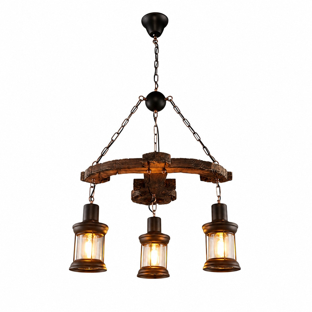 Rustic Industrial Solid Wood Pendant Light Collection