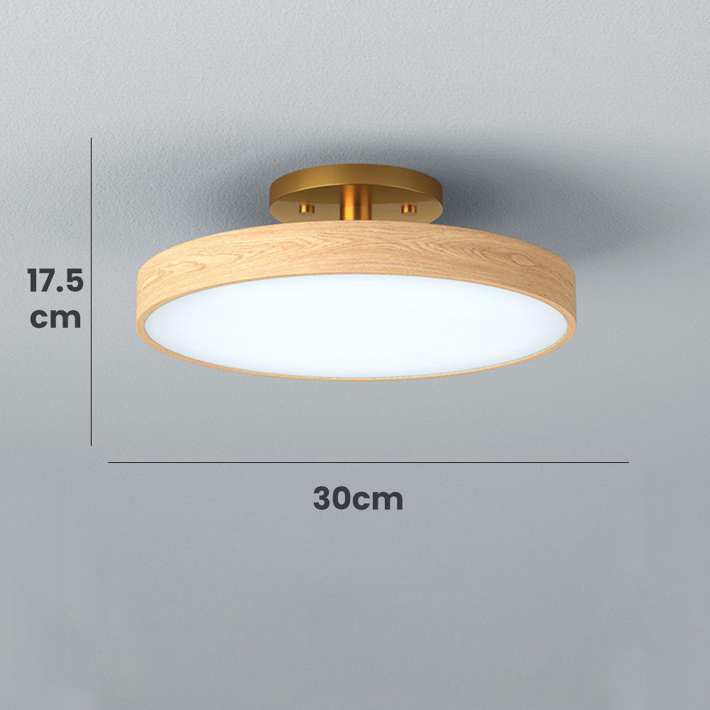 Round LED Ceiling Light - Modern Brown Acrylic Lamp for Bedroom