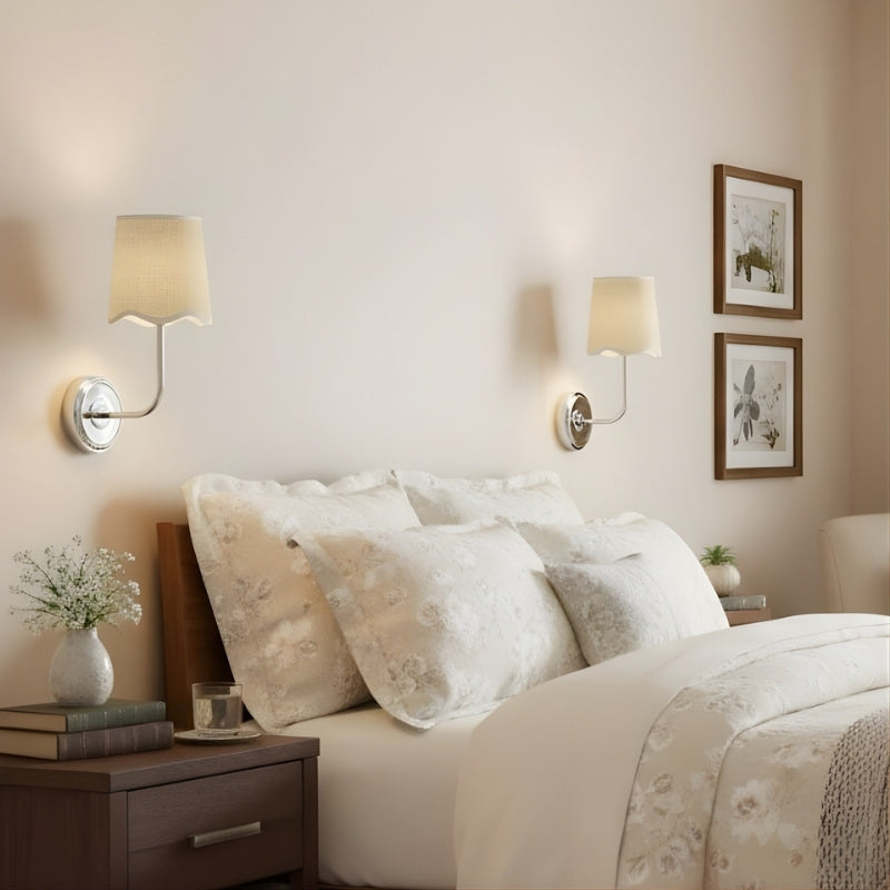Glissum Contemporary Metal and Linen Wall Lamp with Soft Diffused Shade for Hallway or Entry