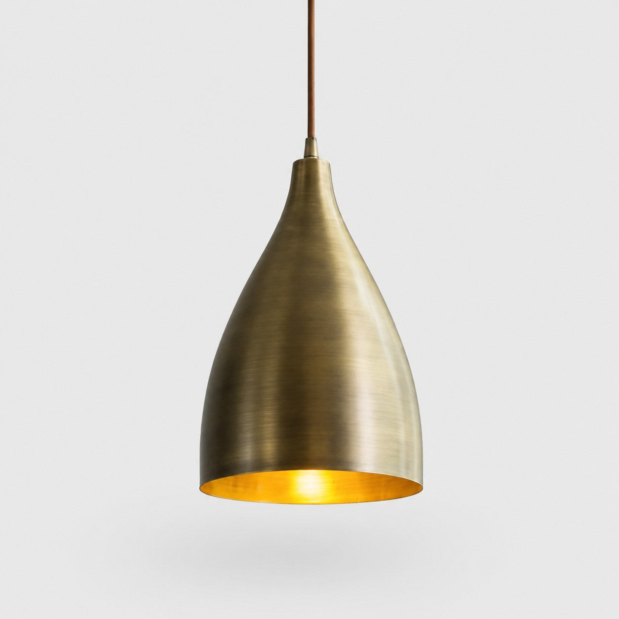 Aged brass small A shade pendant light
