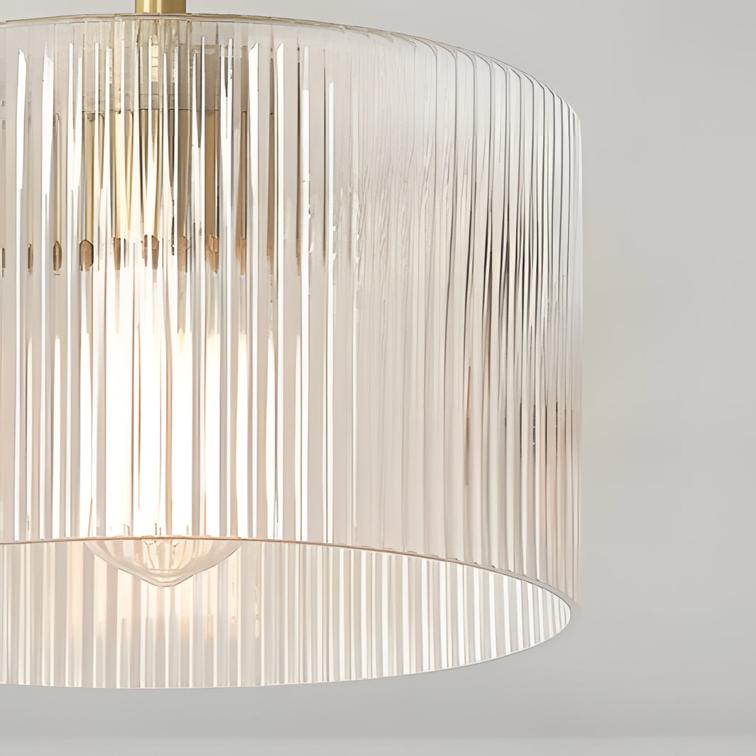 Rivora Ribbed Glass Semi Flush Ceiling - Modern Farmhouse Ceiling Light for Bedroom and Hallway U09
