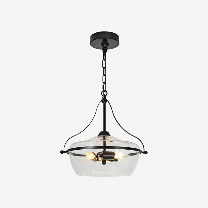 Lirra Glass Pendant Light – Mid‑Century Modern Metal Frame for Kitchen and Living Room