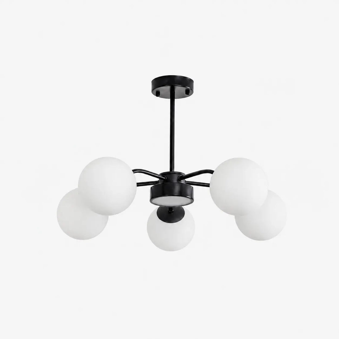 Modern milk glass chandelier with 5 lights in Black