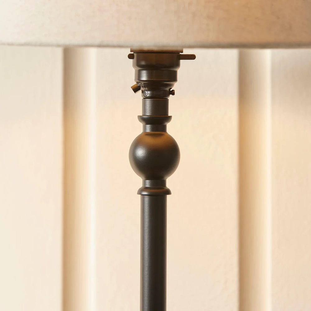 Zevatik Table Lamp with Slim Stem and Linen Shade for Bedside Lighting